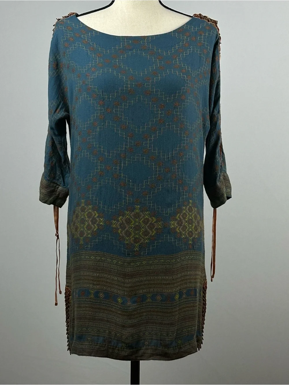 FREE PEOPLE Romantics Stole My Heart mini dress tunic lace-up sides - size small